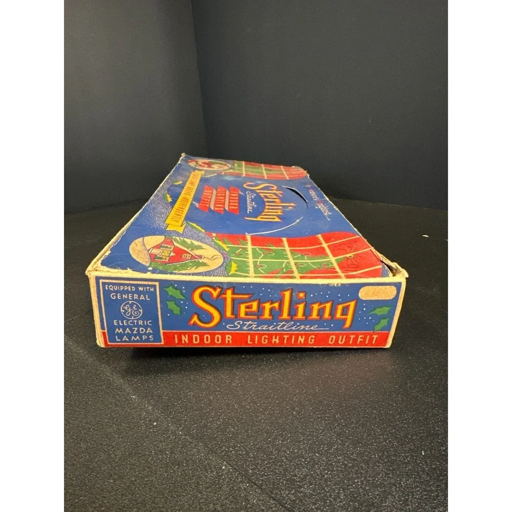 Vintage Sterling Straitline Christmas Lights GE Mazda Bulbs w/ Box Works